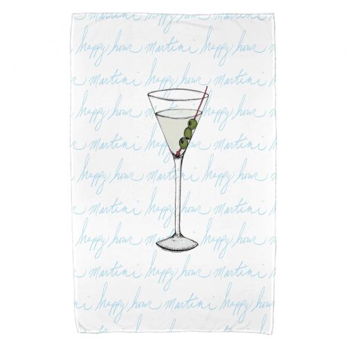  Simply Daisy, 30 x 60 inch, Martini Glass Text Fade Geometric Print Beach Towel, Pale Blue