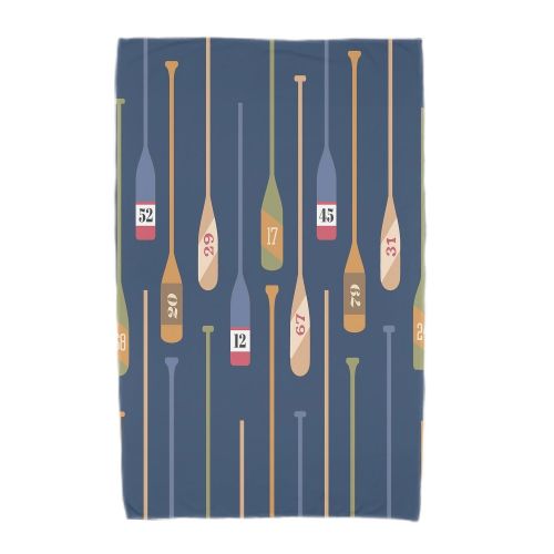  Simply Daisy, 30 x 60 Inch, Oar Numbers, Geometric Print Beach Towel, Aqua