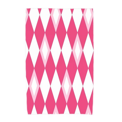  Simply Daisy 30 x 60 inch, Harlequin Geometric Print Beach Towel, PinkFushcia