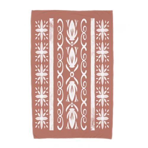  Simply Daisy, 30 x 60 Inch, Cuban Tile 2, Geometric Print Beach Towel, Red Orange