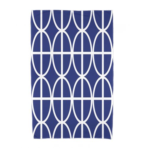  Simply Daisy, 30 x 60 inch, Ovals and Stripes Geometric Print Beach Towel, Royal Blue