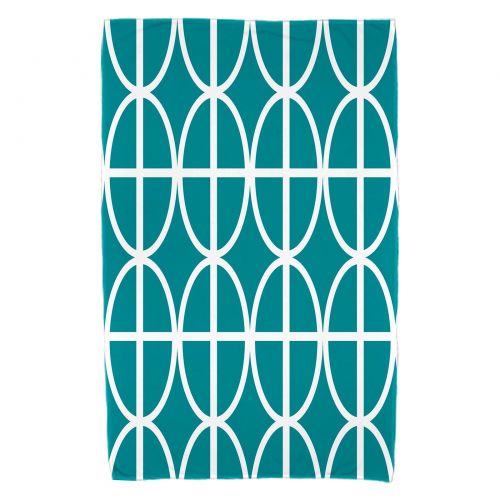  Simply Daisy, 30 x 60 inch, Ovals and Stripes Geometric Print Beach Towel, Royal Blue