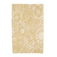 Simply Daisy, 30 x 60 Inch, Zentangle 4, Floral Print Beach Towel, Gold