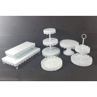 Simply Elegant Craft and Party Unique 6pcs White Metal Cake and Treat Stand - Lace Design Perfect for all Party decorations