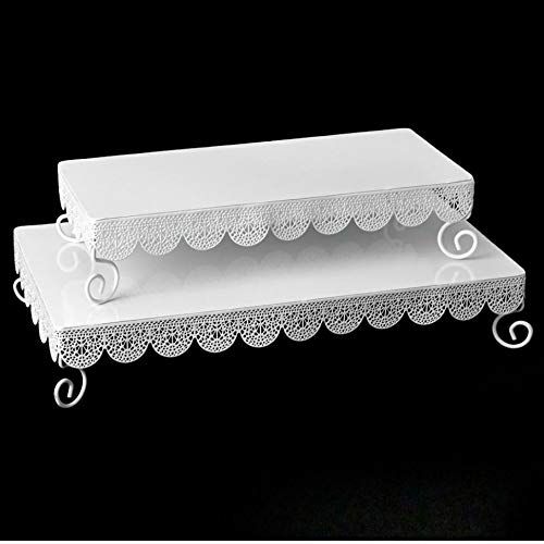  Simply Elegant Craft and Party Unique 6pcs White Metal Cake and Treat Stand - Lace Design Perfect for all Party decorations