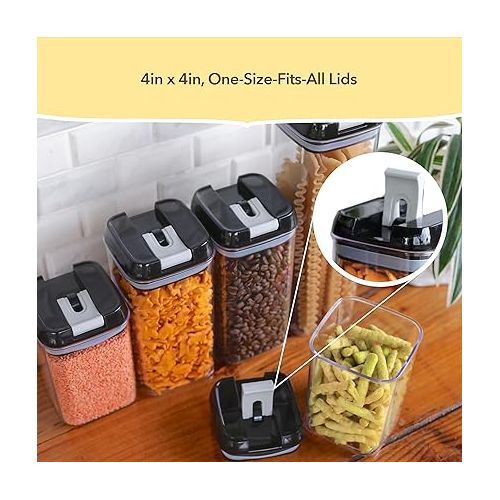  Simply Gourmet Food Storage Containers for Kitchen Organization - Pack of 4 BPA-Free Airtight Organizers for Flour, Sugar, Coffee & More - Includes Label & Marker