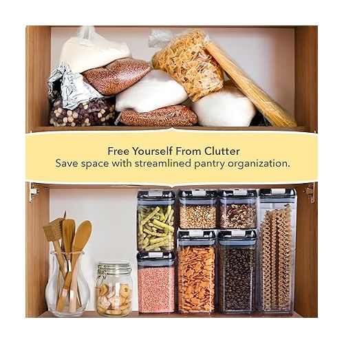  Simply Gourmet Food Storage Containers for Kitchen Organization - Pack of 4 BPA-Free Airtight Organizers for Flour, Sugar, Coffee & More - Includes Label & Marker
