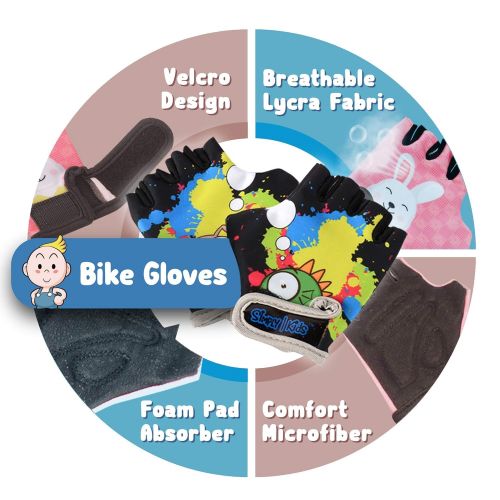  Simply Kids Innovative Soft Kids Knee and Elbow Pads with Bike Gloves | Toddler Protective Gear Set wMesh Bag& Sticker | Comfortable& Flexible | Roller-Skating, Skateboard, Bike Knee Pads for