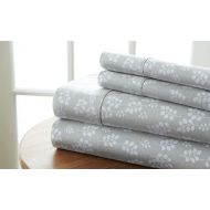 Simply Soft Ultra Soft Wheatfield Patterned 4 Piece Bed Sheet Set, Full, Gray