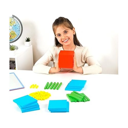  Simply magic 131 PCS Base Ten Blocks for Math - Place Value Blocks, Base 10 Math Manipulatives K-3, Math Counters, Number Blocks, Math Cubes for Kids, Counting Blocks - Kindergarten 1st 2nd 3rd Grade