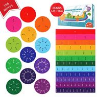 [아마존베스트]Simply Magic 166 PCS Magnetic Fraction Tiles & Fraction Circles - Math Manipulatives for Elementary School - Fraction Magnets & Resources - Fraction Strips & Bars - Magnetic Learni