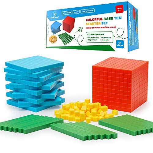  [아마존베스트]Simply Magic 131 PCS Base Ten Blocks for Math - Place Value Blocks, Base 10 Math Manipulatives K-3, Math Counters, Number Blocks, Math Cubes for Kids, Counting Blocks - Kindergarte