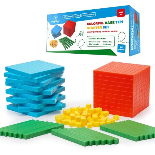  [아마존베스트]Simply Magic 131 PCS Base Ten Blocks for Math - Place Value Blocks, Base 10 Math Manipulatives K-3, Math Counters, Number Blocks, Math Cubes for Kids, Counting Blocks - Kindergarte