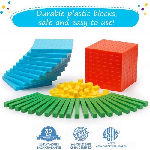  [아마존베스트]Simply Magic 131 PCS Base Ten Blocks for Math - Place Value Blocks, Base 10 Math Manipulatives K-3, Math Counters, Number Blocks, Math Cubes for Kids, Counting Blocks - Kindergarte