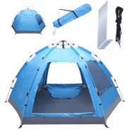 Simply-Me Beach Tent Pop Up Sun Shelter Tent Automatic Sun Umbrella Tent,Windproof Outdoor Cabana Instant Portable,Fit 3-4 Persons,Double Door,with Carrying Bag