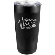 SimplyCustomLife Vet Tech / Veternarian Engraved Powder Coated Insulated 20 oz Tumbler 4 colors available