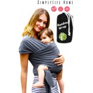 SimplyLife Home Simple Being Baby wrap Sling Carrier, Stretchy Bamboo Fabric, Soft Breathable Lightweight for Infants, New-Borns, Toddlers. Hypoallergenic, ergonomically Designed, one Size (Grey)