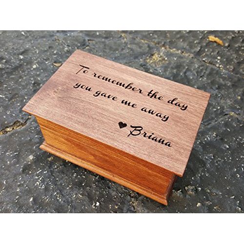  Simplycoolgifts Custom engraved musical keepsake box with your choice of color and song with To remember the day you gave me away quote on top. Great gift for Father of the Bride