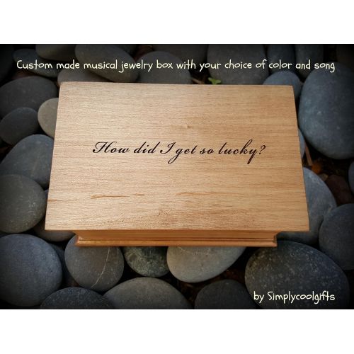  Simplycoolgifts jewelry box, music box, love jewelry box, How did I get so lucky?, custom made music box, handmade jewelry box, anniversary gift, simplycoolgifts, valentines day