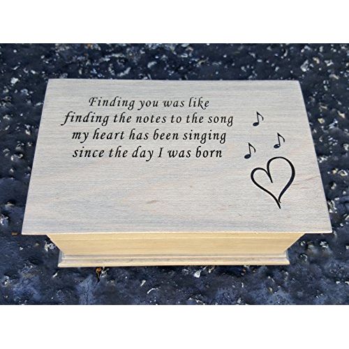  Personalized musical jewelry box with a love quote engraved on top, gift for love, great gift for fifth anniversary handmade by Simplycoolgifts