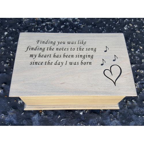  Personalized musical jewelry box with a love quote engraved on top, gift for love, great gift for fifth anniversary handmade by Simplycoolgifts