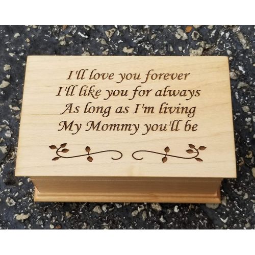  Simplycoolgifts Custom Engraved wooden musical jewelry box with Ill love you forever, Ill like you for always As long as Im living My Mommy youll be, wedding gift for Mom