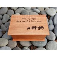 Simplycoolgifts jewelry box, music box, custom made music box, Never forget how much I love you, elephants, elephant family, handmade jewelry box, anniversary gift, simplycoolgifts