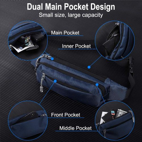  Simptech Functional Mens Fanny Pack Wasit Bag With Triple Pockets Design Adjustable Large Size Belt Water-Resistant For Men Women Running Workout Hiking Travel