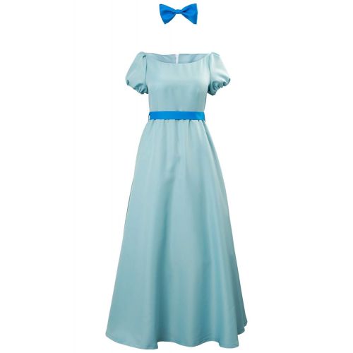  Sinastar Wendy Cosplay Dress Costume Halloween Princess Fancy Maxi Blue Dress for Women Kids