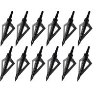 Sinbadteck Hunting Broadheads, 12PK 3 Blades Archery Broadheads 100 Grain Screw-in Arrow Heads Arrow Tips Compatible with Traditional Bows and Compound Bow