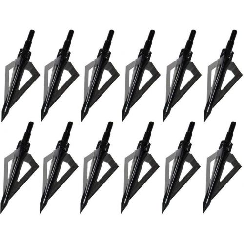  Sinbadteck Hunting Broadheads, 12PK 3 Blades Archery Broadheads 100 Grain Screw-in Arrow Heads Arrow Tips Compatible with Traditional Bows and Compound Bow