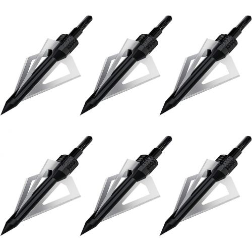  Sinbadteck Hunting Broadheads, 12PK 3 Blades Archery Broadheads 100 Grain Screw-in Arrow Heads Arrow Tips Compatible with Traditional Bows and Compound Bow