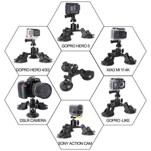  Sinbide Kamera Saugnapfhalterung Saugnapfhalterung 3-Bein fuer GoPro Action Cam Halterung Saugnapf Kamerahalterung Auto Gopro Kamerahalterung Gopro Saugnapf Auto universal Kamera H