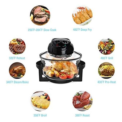  [아마존베스트]-Service-Informationen Halogen Oven Heat Air Oven Halogen Oven Heat Air Grill Convection Oven Halogen Oven 1300 Watt 12 Litre with Expansion Ring Mini Oven Halogen Oven