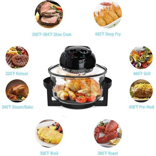  [아마존베스트]-Service-Informationen Halogen Oven Heat Air Oven Halogen Oven Heat Air Grill Convection Oven Halogen Oven 1300 Watt 12 Litre with Expansion Ring Mini Oven Halogen Oven