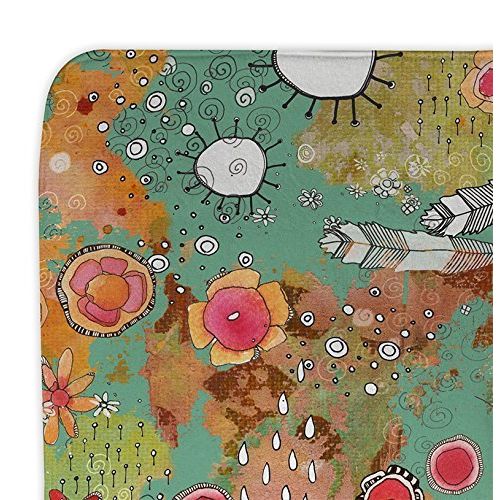  Sincerely Joy Boho microfiber mat Feathers, Flowers, Showers unique colorful artwork by mixed media fine artist C.Cambrea. Bathroom, kitchen, welcome, mat, rug, carpet, designer home accessories