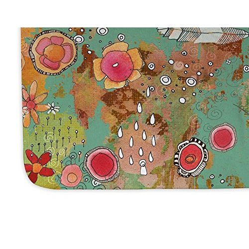  Sincerely Joy Boho microfiber mat Feathers, Flowers, Showers unique colorful artwork by mixed media fine artist C.Cambrea. Bathroom, kitchen, welcome, mat, rug, carpet, designer home accessories