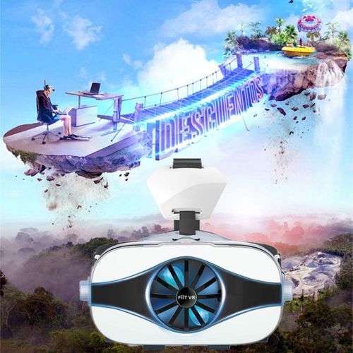  Sincerest Fiit VR 5F Mini 3D Glasses Fan Cooling Virtual Reality Glasses Box Deluxe Edition Smartphones VR Headset Fit for iPhone Samsung and Other 4.0~6.3” Phone + Bluetooth Remot