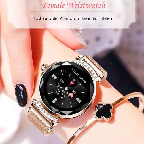  Sincerest Fitness Trackers Smart Watch Elegant Women Heart Rate Monitors Waterproof Sports Pedometers Bracelet Blood Pressure Wristband Lady Luxury 3D Glass Smartwatch Band for Iphone Androi