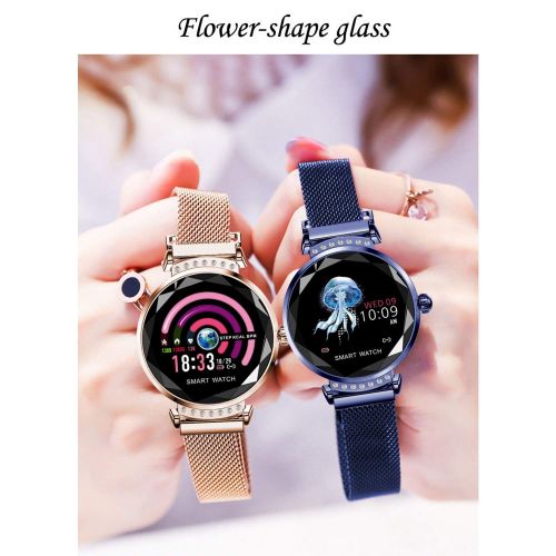  Sincerest Fitness Trackers Smart Watch Elegant Women Heart Rate Monitors Waterproof Sports Pedometers Bracelet Blood Pressure Wristband Lady Luxury 3D Glass Smartwatch Band for Iphone Androi