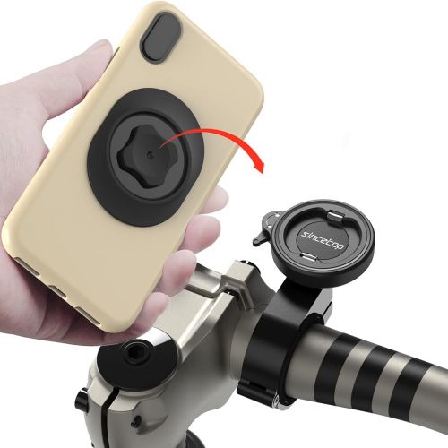  Sincetop Bike Phone Mount,Bicycle Cellphone Holder with Universal Adapter, Out Front Motorcycle Handlebar Mount for Mountain Bike,Scooter,Electric,MTB and Road Bike-Compatible with iPhone/S