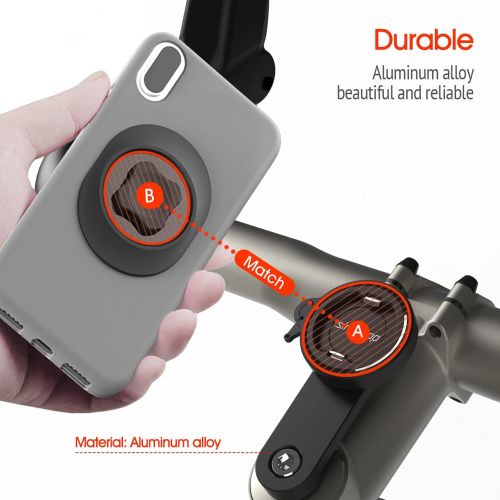  Sincetop Bike Phone Mount for Mountain Bicycle, Universal Aluminum Road Bike Stem Cap Cell Phone Holder, Connect Quickly Riding Clip Stand, MTB Handlebar Clamp Quick Release for iPhone Sams