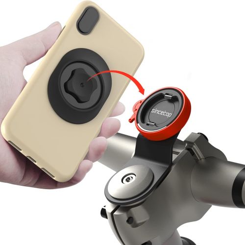  Sincetop Bike Phone Mount,Mountain Bicycle Cell Phone Holder,Universal Aluminum Handlebar Stem Phone Clamp,Cycling Mobile Phone Clip,MTB Road Bike Quick Attach/Release for iPhone Samsung Ga