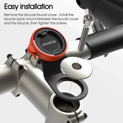  Sincetop Bike Phone Mount,Mountain Bicycle Cell Phone Holder,Universal Aluminum Handlebar Stem Phone Clamp,Cycling Mobile Phone Clip,MTB Road Bike Quick Attach/Release for iPhone Samsung Ga