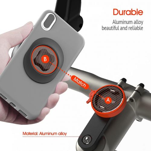  Sincetop Bike Phone Mount for Mountain Bicycle, Universal Aluminum Road Bike Stem Cap Cell Phone Holder, Connect Quickly Riding Clip Stand, MTB Handlebar Clamp Quick Release for iPhone Sams