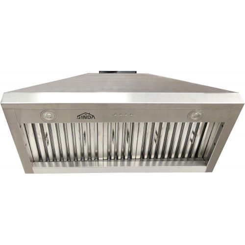  Sinda Copper Best Kitchen Range Hood, Stove Hood Cover with High Airflow Vent, Includes 660CFM Fan Motor, Stainless Steel 304 Centrifugal Blower House and Baffle Filter, Lights, Switch,