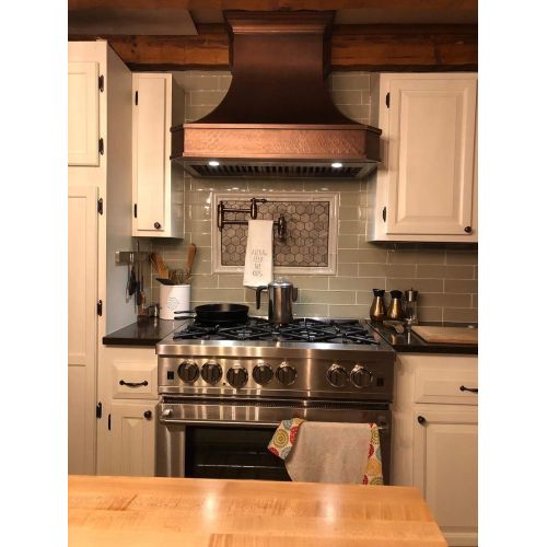  Sinda Copper Best Kitchen Range Hood, Stove Hood Cover with High Airflow Vent, Includes 660CFM Fan Motor, Stainless Steel 304 Centrifugal Blower House and Baffle Filter, Lights, Switch,