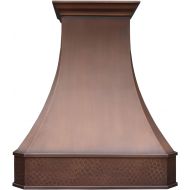 Sinda Copper Range Hood with High Airflow Centrifugal Blower, Includes SUS 304 Liner and Baffle Filter, High CFM Vent Motor, WallIsland  Ceiling Mount, Width 30,36,42,48 in (W30x