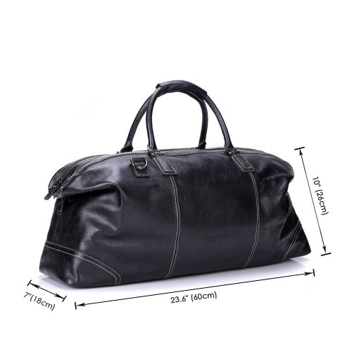  Sindermroe Sindermore Large Messenger Bag Genuine Leather Travel Duffel Bag Shoulder bag luggage Bag Weekend Bag (Black)