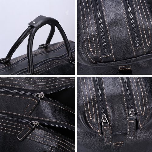  Sindermroe Sindermore Large Messenger Bag Genuine Leather Travel Duffel Bag Shoulder bag luggage Bag Weekend Bag (Black)